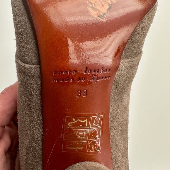 Chie Mihara Anthropologie Round Heeled Oxford Fawn Suede Pinup Shoes EU 38 US 7 - Picture 9 of 10